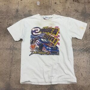 Vintage 90's Dale Earnhardt Jr. NASCAR racing tee 1999 Superman Youth L